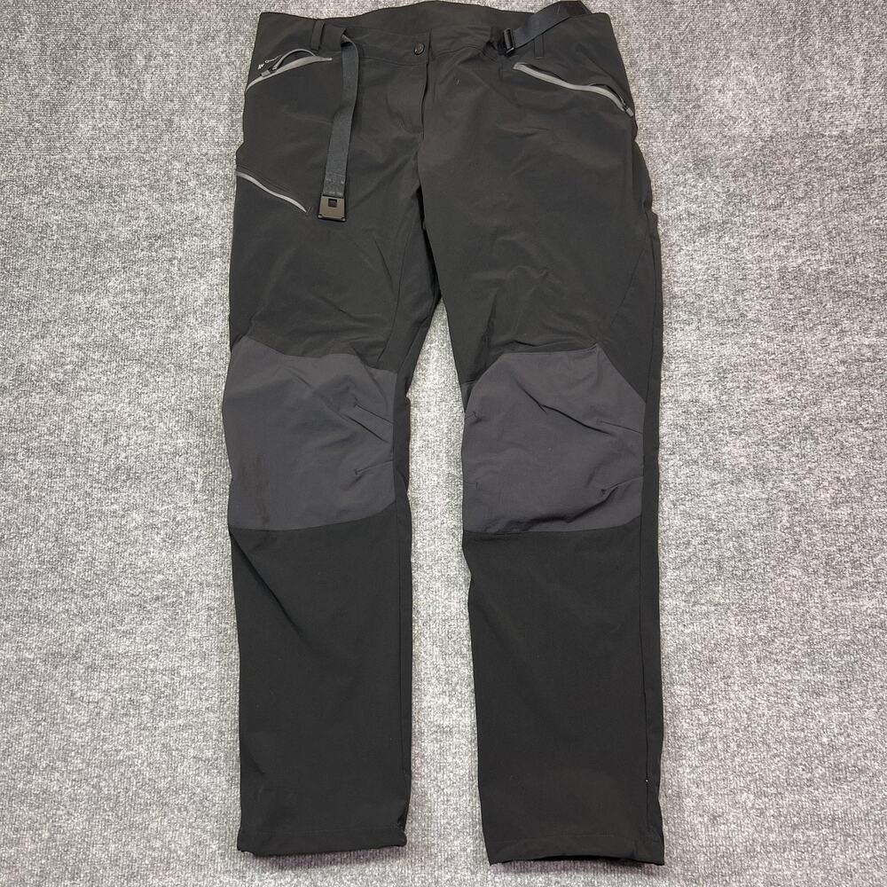 Quechua Snow Pants Mens 36x30 Black Softshell Belted Zip Pockets Hiking Outdoor